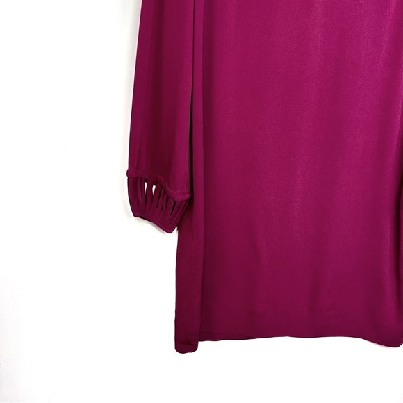 Diane von Furstenberg Damian Silk Sheath Neck Long Sleeve Detail Dress Pink Sz 0 - Picture 4 of 11